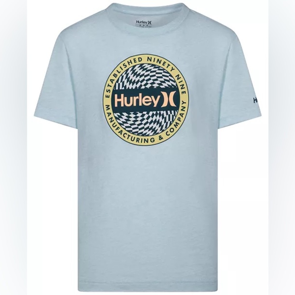 Hurley Boys’ Light Blue Graphic T-Shirt MEDIUM